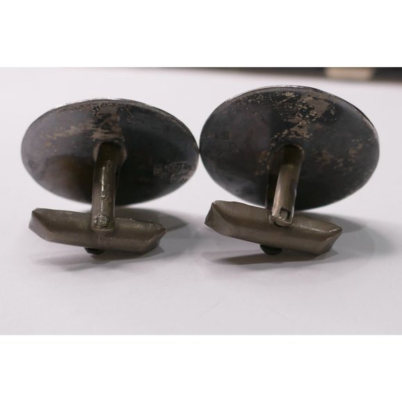 Vintage Mexican Sterling Silver Cufflinks With Aztec Calendar Center Design - Picture 8 of 8